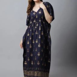 Secret Wish Navy Printed Kaftan Nighty-image-63
