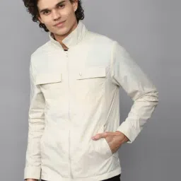 Men Cream Solid Full Sleeves Casual Jacket-image-33