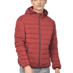 Woodland Red Regular Fit Hooded Jacket-22