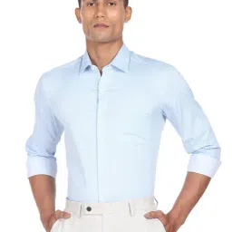 Arrow Light Blue Cotton Slim Fit Printed Shirt-picture-20