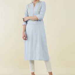Soch Blue Embroidered Straight Kurta-image-39