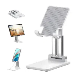 EYNK Fully Foldable & Adjustable Desktop Table Stand Upgraded Mobile Holder (White)-1