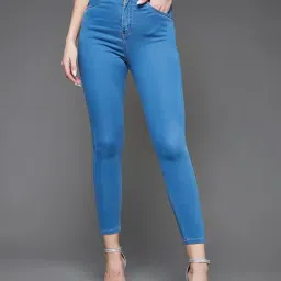 Miss Chase Blue Skinny Fit High Rise Distressed Cropped Denim Jeans-picture-36