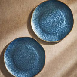 Pure Home and Living Blue & Gold Glass Charger Plates - Set of 2-45