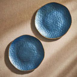 Pure Home and Living Blue & Gold Glass Dinner Plates - Set of 2-image-45