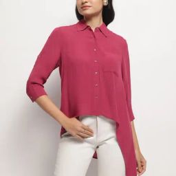 Strong & Brave Pink Rayon Solid Casual Shirt-image-86