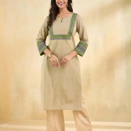 Fabindia Green Cotton Regular Fit Printed Kurtas-picture-11