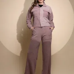 Global Republic Light Purple Striped Shirt With Pants-image-98