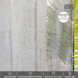 Urban Space White Polyester Printed Door Curtain with Eyelets & Tieback - Set of 2 (7 ft) image 2