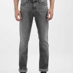 Tommy Hilfiger Black Cotton Slim Fit Distressed Jeans-picture-41