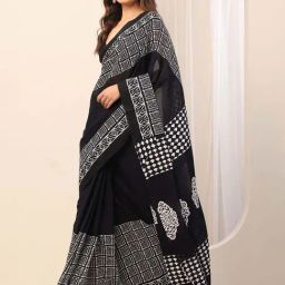 Libas Black Ethnic Motifs Pattern Saree with Unstitched Blouse image 3