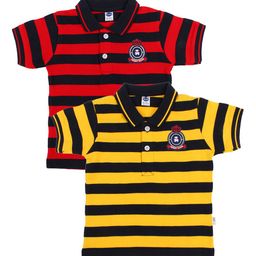 Teddy Boys Pack of 2 Striped Polo Collar T-shirts-image-82