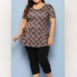 Aarika Abstract Printed Plus Size Swim Suit With Swim Cap-24