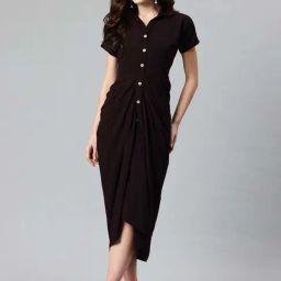 Cottinfab Burgundy Regular Fit Dress-image-75