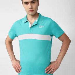 Reebok Light Blue Slim Fit Striped Sports Polo-image-93