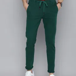 The Indian Garage Co Men Teal Slim Fit Chinos Trousers-image-48