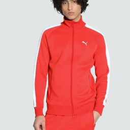Puma Red Regular Fit Striped Sports Jacket-2
