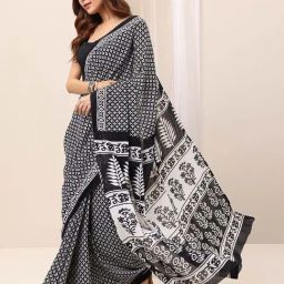 Libas Black Ethnic Motifs Pattern Saree with Unstitched Blouse image 3