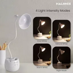Halonix Ray Portable Desk Light Rechargeable with USB Charging, 3-in-1 Light Color, Pen Holder image 3