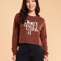Enamor Cappuccino Cotton Printed Sweatshirt-image-16