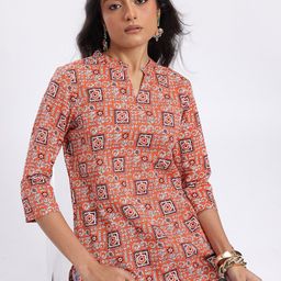 Anouk Rustic Ethnic Motifs Printed Mandarin Collar Straight Kurti-image-59