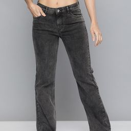 Flying Machine Women Grey Light Fade Stretchable Flared Casual Jeans-42