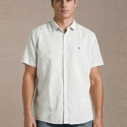 Louis Philippe White Slim Fit Striped Shirt-picture-12