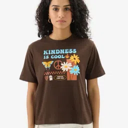 The Souled Store Brown Cotton Graphic Print T-Shirt-picture-33