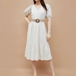 Code Beige Cotton Regular Fit Dress-9
