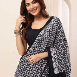 Libas Black Ethnic Motifs Pattern Saree with Unstitched Blouse image 5