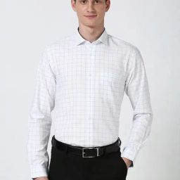 Peter England White Slim Fit Checks Shirt-picture-23