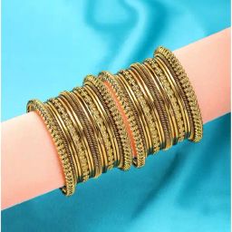 Peora Golden Oxidized Bangles Set for Women-image-96