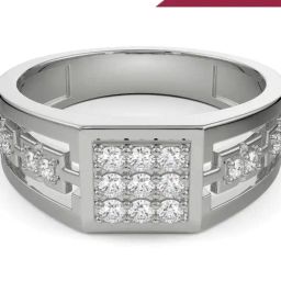 EMORI White Gold Vespa Wedding Lab Grown Diamond Band for Men-image-66