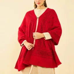 Soch Red Woven Pattern Shawl-image-23