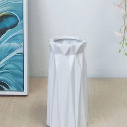 Art Street White Textured Ceramic Flower Vase-40