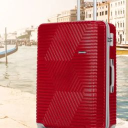 Teakwood Leathers Maroon Geometric Large Hard Sided Checked Luggage-image-50