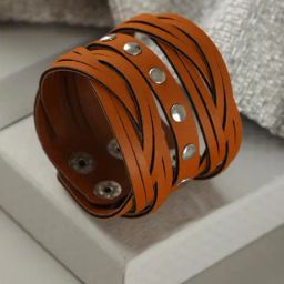 Bold by Priyaasi Brown Weaved Multistrand PU Bracelet for Men-image-44
