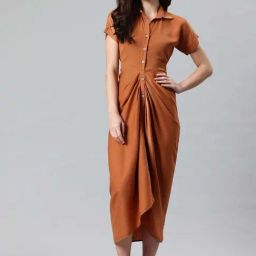 Cottinfab Rust Regular Fit Dress-18
