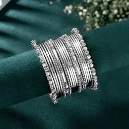 Peora Silver Plated Oxidized Bangles Set for Women-image-95