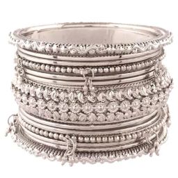 Peora Silver Plated Oxidized Bangles Set for Women-image-96