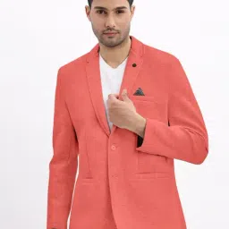 SHOWOFFFF Coral Cotton Solid Slim Fit Blazer-picture-45