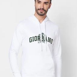 Giordano Signature White Cotton Regular Fit Self Pattern Hooded Sweatshirt-picture-29