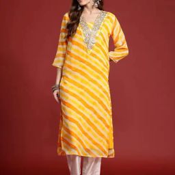 Indo Era Yellow Embellished Straight Kurta-picture-23