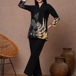 Fashor Black Muslin Printed Shirt-image-75