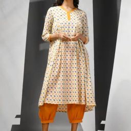 Charukriti Off-White Cotton Printed Straight Kurta-picture-42