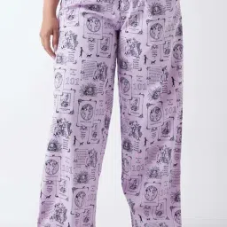 Bewakoof Purple Print Cotton Regular Fit Pyjamas-image-93