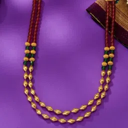 P.N.Gadgil Jewellers 22 Karat (916) BSI Hallmarked Yellow Gold Dual Charm Thushi Necklace-image-61