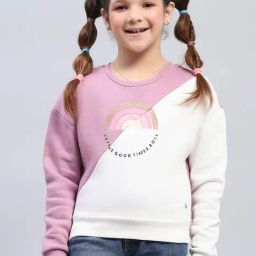 Monte Carlo Girls Mauve & Off White Color Block Full Sleeves Sweatshirt-image-26