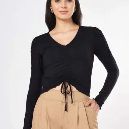 People by Pantaloons Black Plain Top-image-50