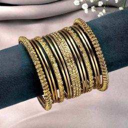 Peora Golden Oxidized Bangles Set for Women-image-10